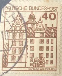 Almanya Pulu -  Mektup Zarfından Kesilmiş  / Postadan Geçmiş Pul Filateli - Damgalı - SCHLOSS WOLFSBURG, 40 PARA - YABANCI PULLAR