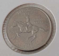 1999-D ABD DELAWARE EYALET BÖLGESİ QUARTER (ÇEYREK) DOLLAR ORİJİNAL MADENİ HATIRA PARASI ÇİLALTI 1RRR1AA1 ÇOK NADİR