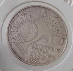 1972-G DEUTSCHLAND (ALMANYA) MÜNİH YAZ OLİMPİYATLARI ORİJİNAL 10 MARK GÜMÜŞ HATIRA PARASI ÇOK ÇOK TEMİZ 1HH2V1R ÇOK NADİR