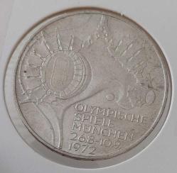 1972-G DEUTSCHLAND (ALMANYA) MÜNİH YAZ OLİMPİYATLARI ORİJİNAL 10 MARK GÜMÜŞ HATIRA PARASI ÇİLALTI 2MW2R1 ÇOK NADİR