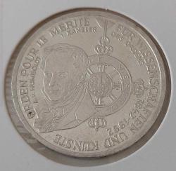 1992-D ALMANYA ( DEUTSCHLAND) LİYAKAT NİŞANI POUR-LE-MERİTE ORİJİNAL 10 MARK GÜMÜŞ HATIRA PARASI ÇİLALTI 1RAA1R1 ÇOK NADİR