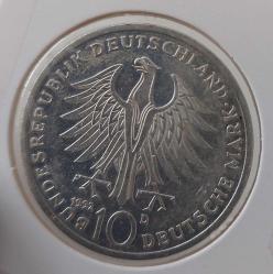 1992-D ALMANYA ( DEUTSCHLAND) LİYAKAT NİŞANI POUR-LE-MERİTE ORİJİNAL 10 MARK GÜMÜŞ HATIRA PARASI ÇİLALTI 1RAA1R1 ÇOK NADİR