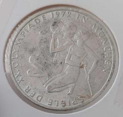 1972-D ALMANYA ( DEUTSCHLAND) XX. MÜNİH OLİMPİYAT OYUNLARI ORİJİNAL 10 MARK GÜMÜŞ HATIRA PARASI ÇİLALTI 2PAA1R ÇOK NADİR