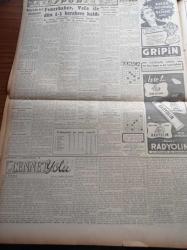 Cumhuriyet Gazetesi - 16 Şubat 1953 - Dini Tedrisata Dair Milli Eğitim Şurasında Tartışmalar - Bütçe Müzakereleri Bugün Mecliste Başlıyor - NATO Sulh Kervanı Sergisi Kuruluyor - Yeni Barem Kanunu Tasarısı - Fenerbahçe Vefa İle 1 1 Berabere Kaldı - İsrail Sovyet Gerginliği - Kore'de İlkbahar Taarruzu - Süveyş'in Tahliyesi İçin Görüşmeler- 3 Kadının Romanı Yazan Peride Celal Yazı Dizisi - Atlantikte Yelkenle 6000 Mil Yazan Sadun Boro Yazı Dizisi - Hüsnü Sadık Durukal - Eski Maliye Bakanı Halil Ayan Vefat Etti- Sabık Kral Faruğun Hayatı Filme Alınıyor - Doğubank - Cennet Yolu Yazan Steinbeck Yazı Dizisi - Şimal Buz Devri Diyarlarının Devesi Ren Geyiği - Kadınlar Celladı Landru Yazı Dizisi - Fransız Rejisörlerine Göre Türk Sahnesi - Vog Bali Çorapları - Nefis Arı Bisküvileri - Star Radyoları - Kuzuluk Maden Suyu Ve Sodaları