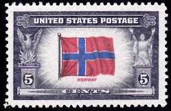 +++ AMERİKA NORVEÇ BAYRAĞI 1943  5c   - DAMGASIZ