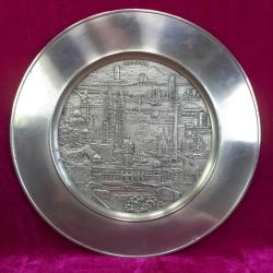 Antika - VINTAGE ROYAL SELANGOR PEWTER MALAYSIA 3 BOYUTLU KABARTMA DESENLİ METAL DUVAR TABAĞI - kitantik - kitaLog