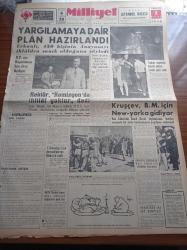 Milliyet Gazetesi - 3 Eylül 1960 - Yargılamaya Dair Plan Hazırlandı - Demokrat Partinin Kapatılması İçin Dava Açılıyor - Rektör Sıddık Sami Onar Komisyonda İhtilaf Yoktur Dedi- Rus Lider Kruşçev Birleşmiş Milletler İçin New York'a Gidiyor - Pilot Teğmen Şenay - Çetin Altan Köşe Yazısı - 21. Venedik Film Festivali - Bugünkü Falınız - Kıbrıs'a Yardım Teklif Ediliyor - CHP Genel Başkanı İsmet İnönü Samatya Hastanesi'nde Muayene Oldu - Yakut Gözlü Kedi Yazan Ümit Deniz Yazı Dizisi - Bülent Tarcan - Pa Ro Çocuk Maması - Walt Disney- Radyolin Magnezi Sütü - Spor Toto Başladı - 1960 Roma Olimpiyat Oyunları - Rusya Dün 3 Altın Madalya Daha Kazandı - Atlet Tamara Press - Atletizmde Altı Olimpiyat Rekoru - Osman Kambur Da Mağlup - Güreşte Şike İddiası