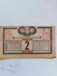 2 OCAK 1980 takvim yaprağı doğum günü hediyesi ( ÇİF RAF )