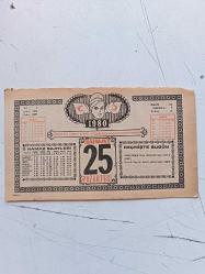 25 ŞUBAT 1980 takvim yaprağı doğum günü hediyesi ( DELİKLİ RAF )