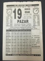 19 OCAK 2003-TAKVİM YAPRAĞI-DOĞUM GÜNÜ HEDİYESİ-TÜRKİYE GAZETESİ TAKVİMİ,SSCB ORDUSUNUN AZERBAYCAN A GİRMESİ 1990,GALİÇYA ZAFERİ,1917ÇIRAĞAN SARAYI YANGINI 1910 ,DEVEKUŞU