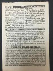 9 ŞUBAT 2003-TAKVİM YAPRAĞI-DOĞUM GÜNÜ HEDİYESİ-TÜRKİYE GAZETESİ TAKVİMİ,HALİFE ÖMER BİN ABDULAZİZİN VEFATI 720,KURBAN NASIL KESİLİR
