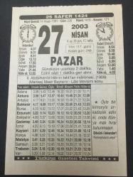 27 MART 2003 -TAKVİM YAPRAĞI-DOĞUM GÜNÜ HEDİYESİ,TÜRKİYE GAZETESİ TAKVİMİ,HALİT ZİYA UŞAKLIGİLİN VEFATI 1945,DÜNYA TİYATROLAR GÜNÜ,İMAN GÜNAHI TEMİZLER
