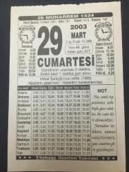 29 MART 2003 -TAKVİM YAPRAĞI-DOĞUM GÜNÜ HEDİYESİ,TÜRKİYE GAZETESİ TAKVİMİ,MİTHAT SERTOĞLUNUN VEFATI 1995,AĞAÇLARIN YEŞERMESİ,HAŞERATIN HAREKETLENMESİ,ORTAÇAĞDA AVRUPA