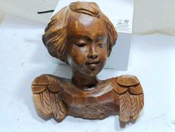 P53----AHŞAP OYMA ANTİKA DUVARA ASILABİLEN MELEK FİGÜRÜ