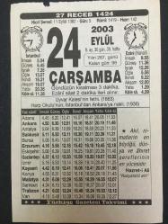 24 EYLÜL 2003-TAKVİM YAPRAĞI-DOĞUM GÜNÜ HEDİYESİ-TÜRKİYE GAZETESİ TAKVİMİ,UYVAR KALESİNİN FETHİ,1663,HARP OKULUNUN İSTANBULDAN ANKARAYA NAKLİ,1936,SOĞAN ÇORBASI
