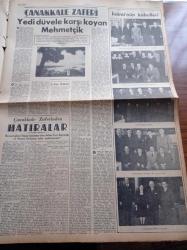 Ulus Gazetesi - 18 Mart 1950 - Subay Aylıkları Kanun Tasarısı Meclisten Çıktı- İsmet İnönü'nün Dünkü Kabulleri - Çanakkale Zaferinin Yıldönümü - Hindistan Pakistan Münasebetleri - Aktay Motörü Hadisesi - İşçi Partisinin Çoğunluğu Beşe İndi - Milli Savunma Bakanı Hüsnü Çakır - Peyami Safa Köşe Yazısı - Hüseyin Cahit Yalçın - Hasan Ali Yücel Köşe Yazısı - Uçan Gölgeler Yazan Server Bedi Yazı Dizisi - Komünist Çin'de Kıtlık Başladı - Birleşmiş Milletler 1950 Programı - Feyha Talay'ın Konserleri - Yedi Düvele Karşı Koyan Mehmetçik - Çanakkale Zaferinden Hatıralar - Selim Sırrı Kayaalp - Nazmi Dolunay - Hemşire Nimet Yazan Azmiye Hami Güven Yazı Dizisi - Mualla Gökçay Aile Saz Salonu - Milli Eğitim Maçları Bugün Başlıyor - Ankara Boksörleri Çalıştırıcı Buldular - Binbaşı P. Martin Birinci Sınıf Bir Antrenördür