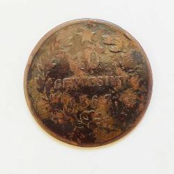1867 Yılı İtalya 10 Centesimi..