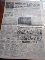 Ulus Gazetesi - 8 Ekim 1953 - Kasım Gülek'in Mersindeki Konuşması - Fenerbahçe İngiltere'nin Hull City Takımına 7 4 Kaybetti - Hüseyin Cahit Yalçın - Florance Chadwick Boğazı Geçti - Şevket Mocan Altınları Göreyim Diyor - İşçi Yapı Kooperatifi Yakın İlgi Bekliyor - Refik Halit Karay'ın Nilgün Romanı Filme Alınacak - Film Yıldızı Erika Renberg - Halk Şairi Mehmet Göçer Hakkında - Silviya Şark Saraylarında - Namık Zeki Aral - Güyana'da Komünist Tehdidi - Manevraya Katılan Türk Yunan Birliği - Türk Milli Talebe Federasyonu'nun Daveti Üzerine Galatasaray Ankara'da - Amerika'nın En Müthiş Banka Soyguncusu Aktör Willie'nin Maceraları Yazı Dizisi - Çiftçi İkramiyesi - Emlâk Bankası - M. Mukadder Atakan