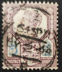 +++  İNGİLTERE KRALİÇE VICTORIA   1887  5d   - DAMGALI