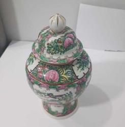 Antika El Boyama Kapaklı Porselen Vazo Çin