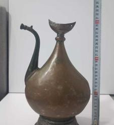 Antika 19. YY Kaşkul Ağızlı Bakır Sürahi İslami