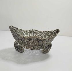 Antika Gümüş Kaplama Telkari Kaşıklık ve Şekerlik