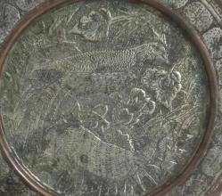 Antika Kuş ve Geyik Temalı El İşçiliği Bakır Duvar Tabağı İRAN