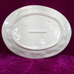 VINTAGE EL BOYAMA KABARTMA DESENLİ OVAL SERAMİK TABAK