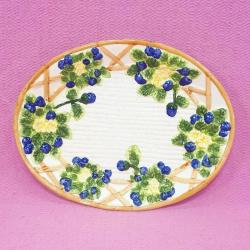 VINTAGE EL BOYAMA KABARTMA DESENLİ OVAL SERAMİK TABAK