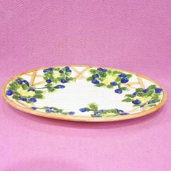 VINTAGE EL BOYAMA KABARTMA DESENLİ OVAL SERAMİK TABAK