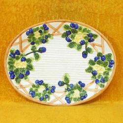 VINTAGE EL BOYAMA KABARTMA DESENLİ OVAL SERAMİK TABAK