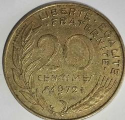 FRANSA 1972 20 CENTIMES