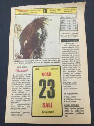 23 OCAK 1979 -TAKVİM YAPRAĞI-DOĞUM GÜNÜ HEDİYESİ-HÜRRİYET TAKVİMİ,ÇOCUĞA İSİM,HAYVANLAR ALEMİ ŞİNSİLA,DİYARBAKIRDA ALİ EMİRİYİ ANMA GÜNÜ,İTTİHATÇILARIN BABIALİ BASKINI 1913,VEZİRİ AZAM SİNAN PAŞANIN ŞEHADETİ 1517
