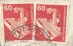 Almanya Pulu -  Mektup Zarfından Kesilmiş  / Postadan Geçmiş İkili Pul Filateli - Damgalı - RONTGENGERAT, 60 PARA - YABANCI PULLAR
