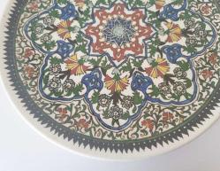 Eski Kütahya Seramik El Boyama Duvar Tabağı