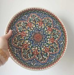 Eski Kütahya Seramik El Boyama Duvar Tabağı