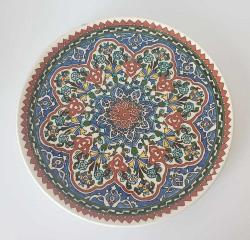 Eski Kütahya Seramik El Boyama Duvar Tabağı