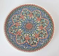 Eski Kütahya Seramik El Boyama Duvar Tabağı