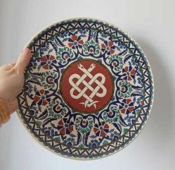 Eski Kütahya Seramik El Boyama Duvar Tabağı Tıp Temalı  Huzur Çini