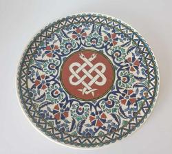 Eski Kütahya Seramik El Boyama Duvar Tabağı Tıp Temalı  Huzur Çini