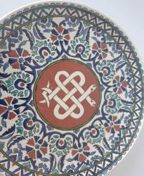 Eski Kütahya Seramik El Boyama Duvar Tabağı Tıp Temalı  Huzur Çini