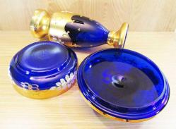 ViNTaGe MİNELİ ALTıN YaLDıZLı BOHEM KriSTaL CAM VAZO ve B.ŞEKERLİK...