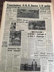 YENİ SABAH GAZETESİ  3 EYLÜL  1961 YIL :24 SAYI :8072--D. Kuvvetlerine  karşı  işlenen suçlara ait  tasarı  kanunlaştı --Kasım Gülek  Bütün Memleketi  Dolaşacak --Gangster  ve arkadaşı  dün  orfi  idareye  teslim edildi--At mezbahası  basıldı  491 kilo  et ele geçirildi --Öğretmen  teminatı  hakim teminatından  önce gelir --Şehir  tiyatroları  1 Ekim de açılacak --Amerikan  yardımında  büyük  kısıntı yapıldı --Ruslar Kutuplarda  manevra  yapacaklar --Amerika kendini nasıl savunacak --Fenerbahçe  4-0 , Galatasaray  1-0 galip --Galibiyeti  kaçıran  Göztepeliler oldu --G.Birliği :1 İzmir Spor :0 A.Ordu :5 -DemirSpor :2--Galatasaray idare heyeti iş başında --
