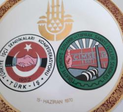 Eski 1970 Türk İşçi Sendikaları Konfederasyonu  Sümerbank Yıldız Porselen Tabak