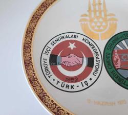 Eski 1970 Türk İşçi Sendikaları Konfederasyonu  Sümerbank Yıldız Porselen Tabak