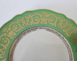 Antika KRAUTHEİM BAVARİA  Yeşil ve Altın Yaldızlı Porselen  Yemek Tabağı
