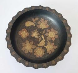 Antika Altın ve Bakır Kakma Metal Tas