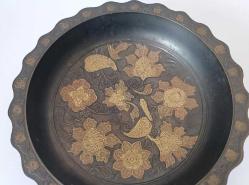 Antika Altın ve Bakır Kakma Metal Tas