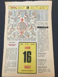 16  EKİM 1979 -TAKVİM YAPRAĞI-DOĞUM GÜNÜ HEDİYESİ-HÜRRİYET TAKVİMİ,ÇOCUĞA İSİM,TARİH SOHBETİ,15 ÇOCUK BABASI,HALİL LÜTFÜ DÖRDÜNCÜNÜN ÖLÜMÜ 1972,MİLLİ TAKIMIN MOSKOVADA RUSLARI 2-0 YENİŞİENİS BEHİÇ KORYÜREK İN ÖLÜMÜ 1949,FRANSA KRALİÇESİNİN İDAMI 1793
