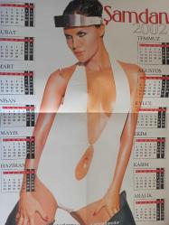 Şamdan Haftalık Aktüalite Sinema Tiyatro Müzik ve Magazin Dergisi - Ebru Şallı Fotoğraflı 2002 Yılı Takvimi Posteri - 48x60cm Boyutunda - Tek Sayfa Arkalı Önlüdür